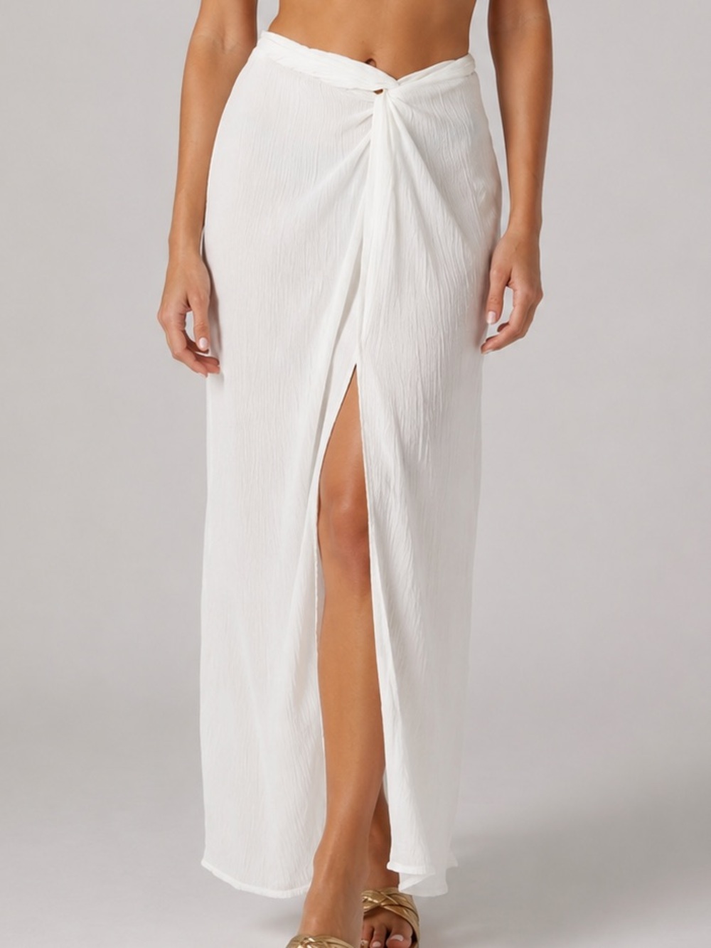 🆕🥥 O'Neill White Crinkle Midi Cover-Up Skirt Size XL Beach Vacation Party Summer